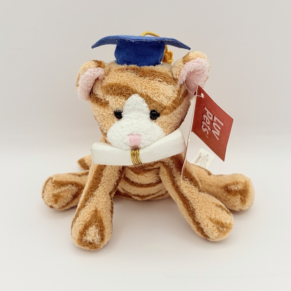Russ Luv Pets Graduation Tabbies Orange Cat Plush Mini Beanie - New With Tags